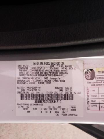 Photo 10 from auction – 2012 LINCOLN MKZ with VIN 3LNHL2GC5CR834710