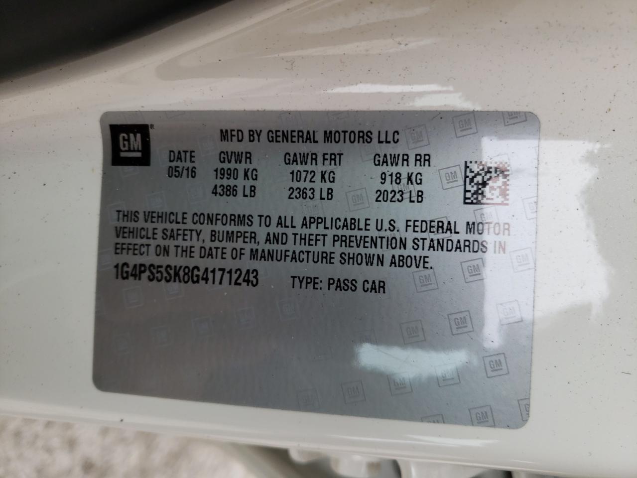 Photo 10 from auction – 2016 BUICK VERANO with VIN 1G4PS5SK8G4171243