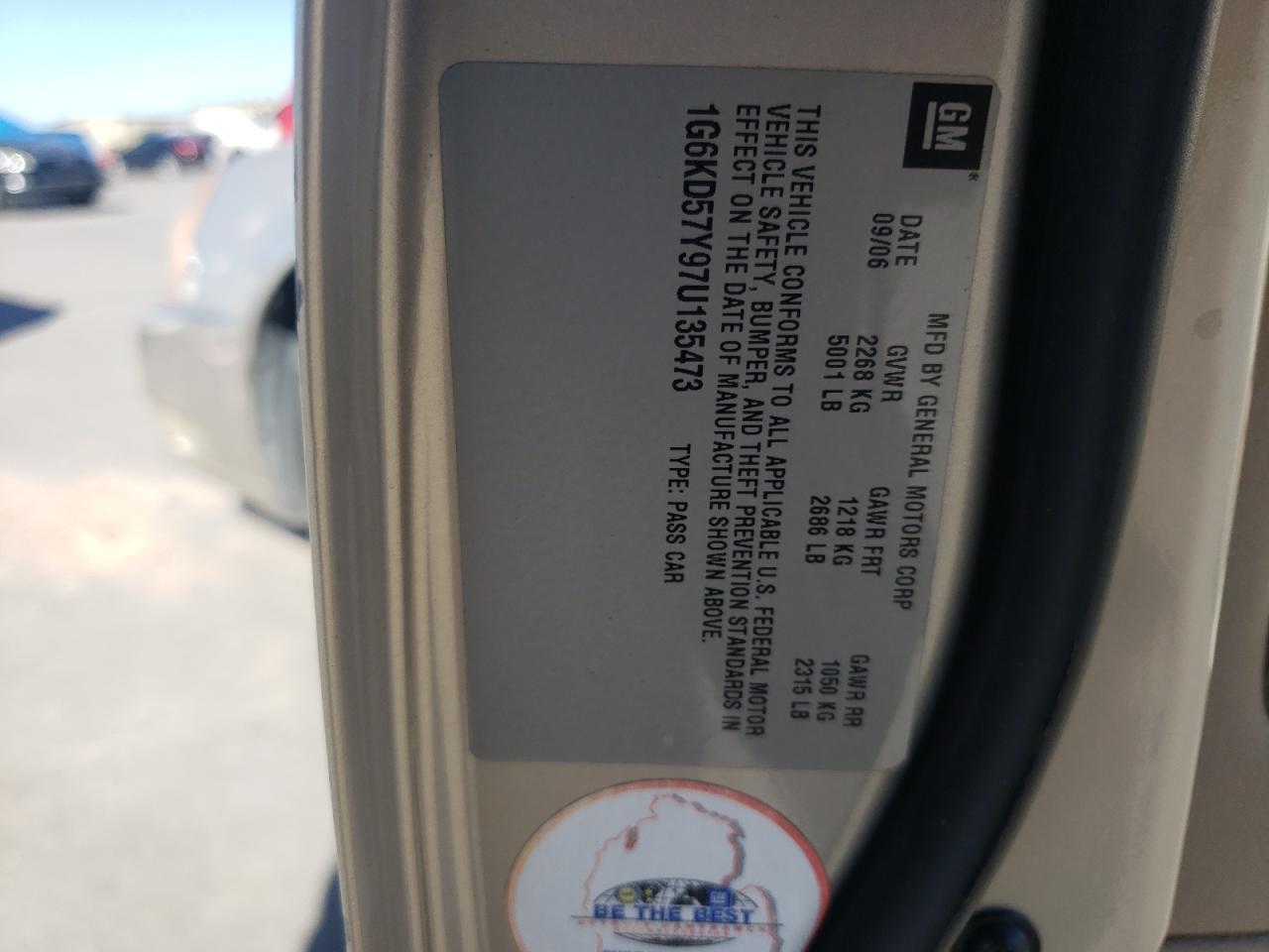 Photo 10 from auction – 2007 CADILLAC DTS with VIN 1G6KD57Y97U135473