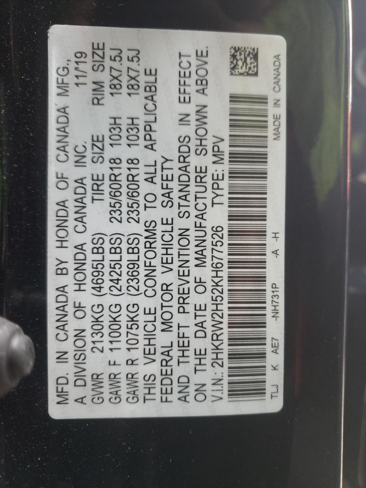 Photo 10 from auction – 2019 HONDA CR-V EX with VIN 2HKRW2H52KH677526