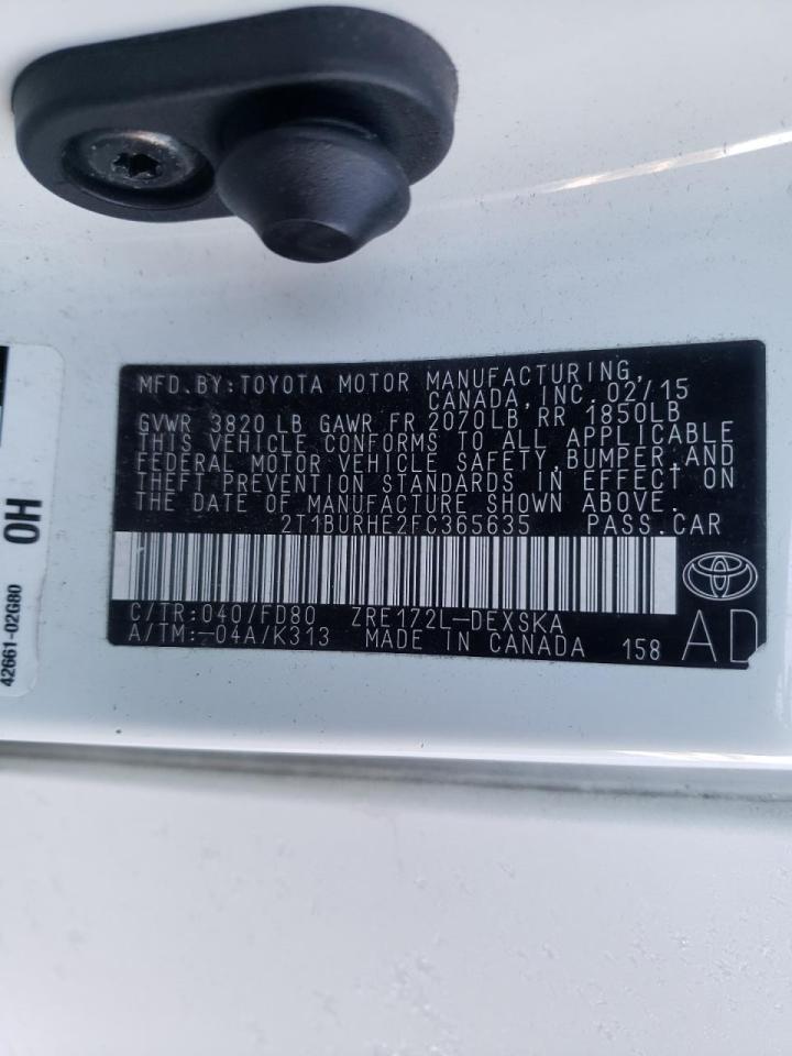 Photo 10 from auction – 2015 TOYOTA COROLLA L with VIN 2T1BURHE2FC365635