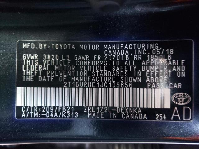 Photo 10 from auction – 2018 TOYOTA COROLLA L with VIN 2T1BURHE1JC109656