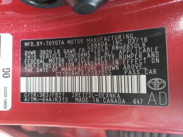 Photo 10 from auction – 2018 TOYOTA COROLLA L with VIN 2T1BURHE6JC087055