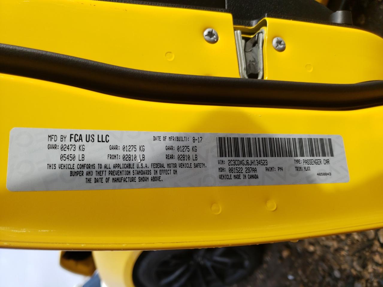 Photo 10 from auction – 2018 DODGE CHARGER R/ with VIN 2C3CDXGJ6JH134523