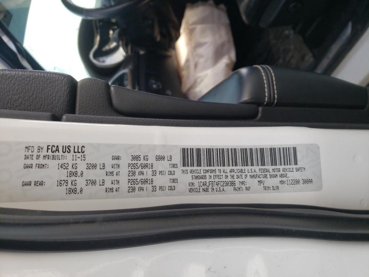 Photo 10 from auction – 2015 JEEP GRAND CHER with VIN 1C4RJFBT4FC230386