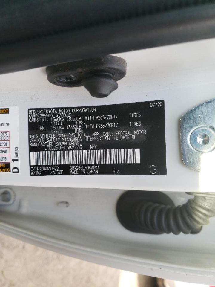 Photo 10 from auction – 2020 TOYOTA 4RUNNER SR with VIN JTEBU5JR5L5835683