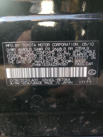 Photo 10 from auction – 2010 LEXUS ES 350 with VIN JTHBK1EGXA2399387