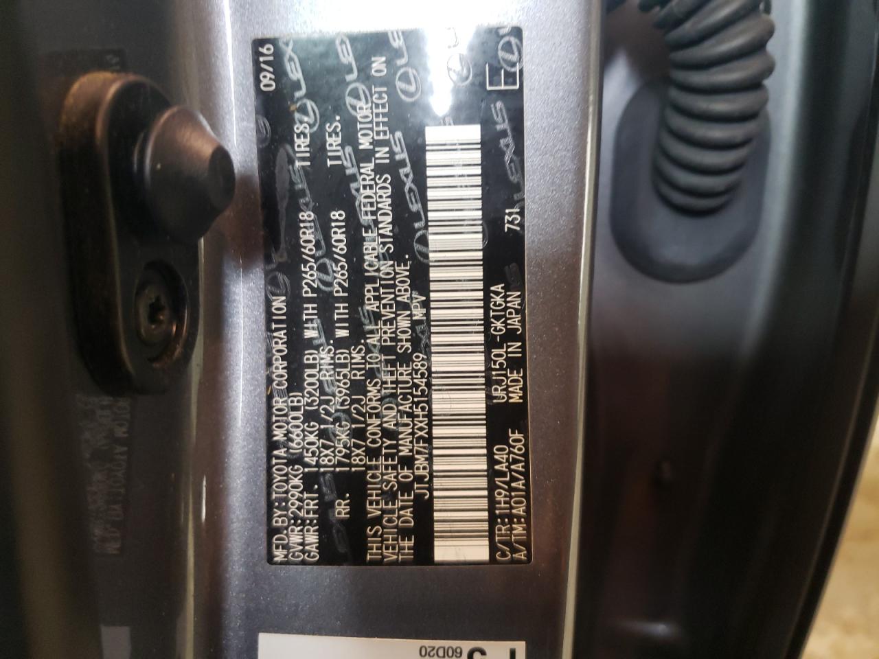 Photo 10 from auction – 2017 LEXUS GX 460 with VIN JTJBM7FXXH5154589