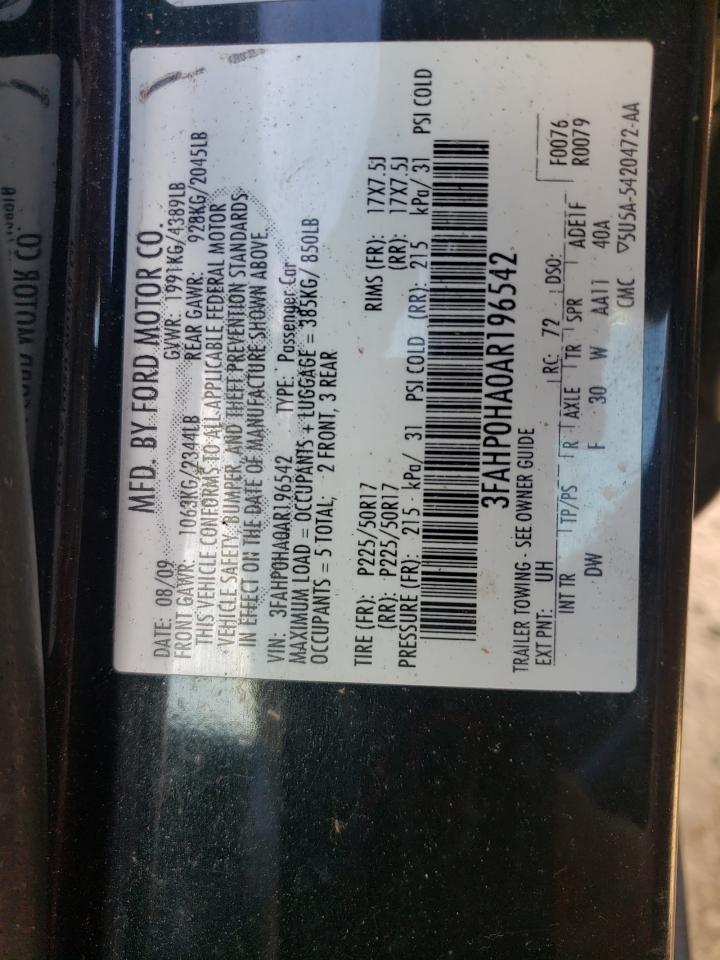 Photo 10 from auction – 2010 FORD FUSION with VIN 3FAHP0HA0AR196542