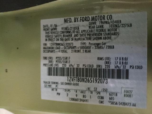 Photo 10 from auction – 2006 FORD MUSTANG with VIN 1ZVFT80N265192073