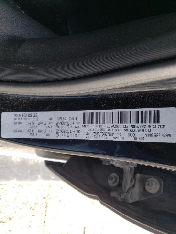 Photo 10 from auction – 2019 RAM 1500 LARAM with VIN 1C6SRFJT9KN671884
