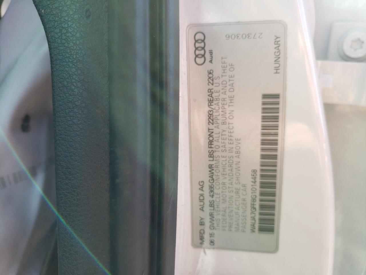 Photo 10 from auction – 2016 AUDI A3 PREMIUM with VIN WAUA7GFF8G1014458