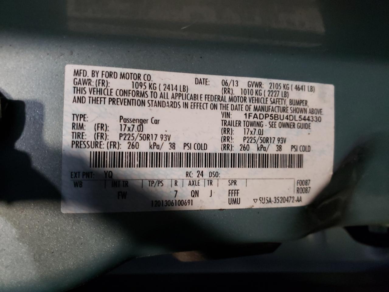 Photo 10 from auction – 2013 FORD C-MAX SEL with VIN 1FADP5BU4DL544330