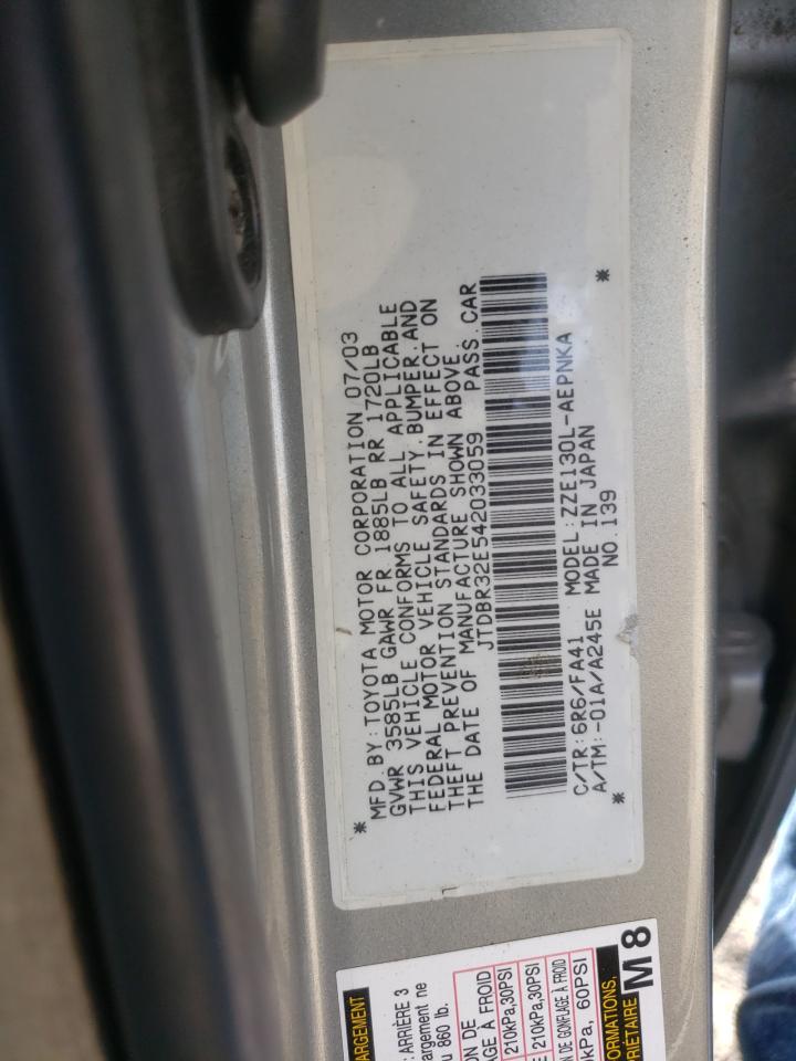 Photo 10 from auction – 2004 TOYOTA COROLLA CE with VIN JTDBR32E542033059