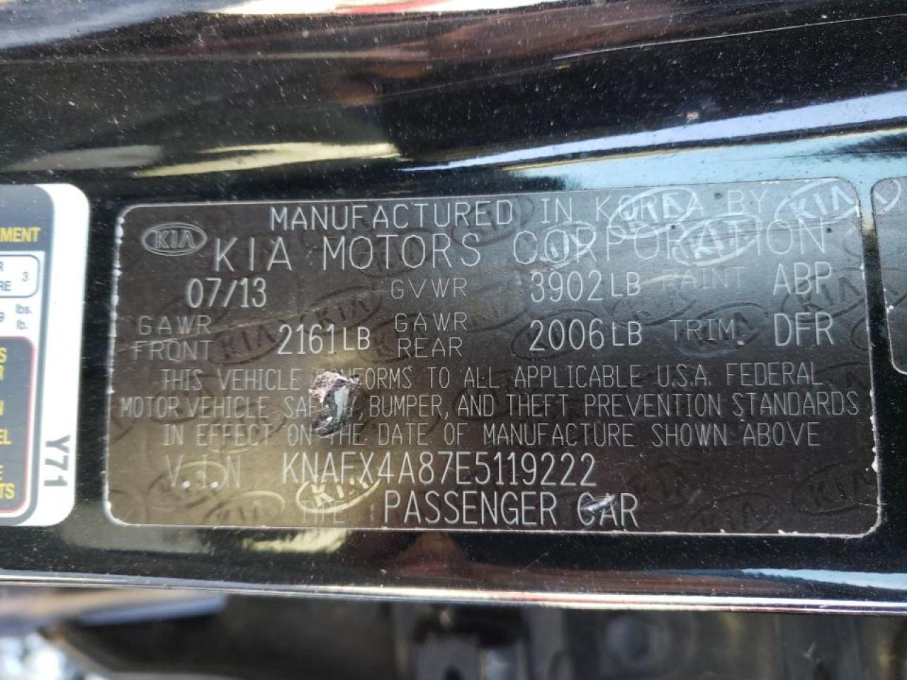 Photo 10 from auction – 2014 KIA FORTE EX with VIN KNAFX4A87E5119222