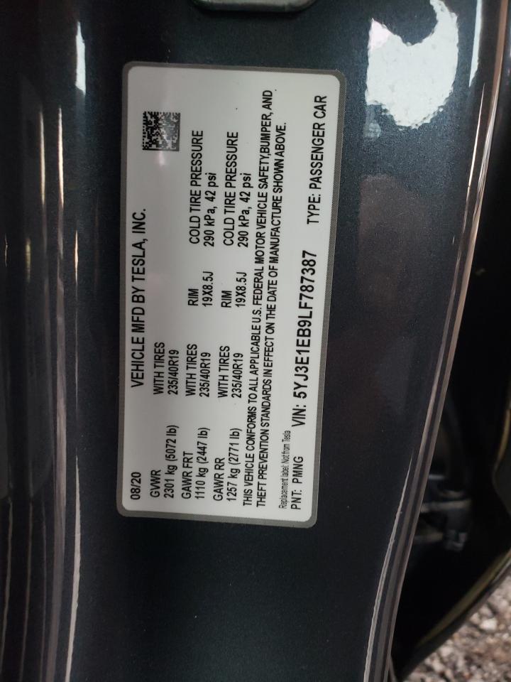 Photo 10 from auction – 2020 TESLA MODEL 3 with VIN 5YJ3E1EB9LF787387