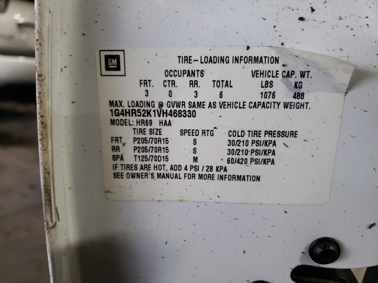 Photo 10 from auction – 1997 BUICK LESABRE LI with VIN 1G4HR52K1VH468330