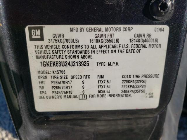 Photo 10 from auction – 2004 GMC YUKON DENA with VIN 1GKEK63U24J213926