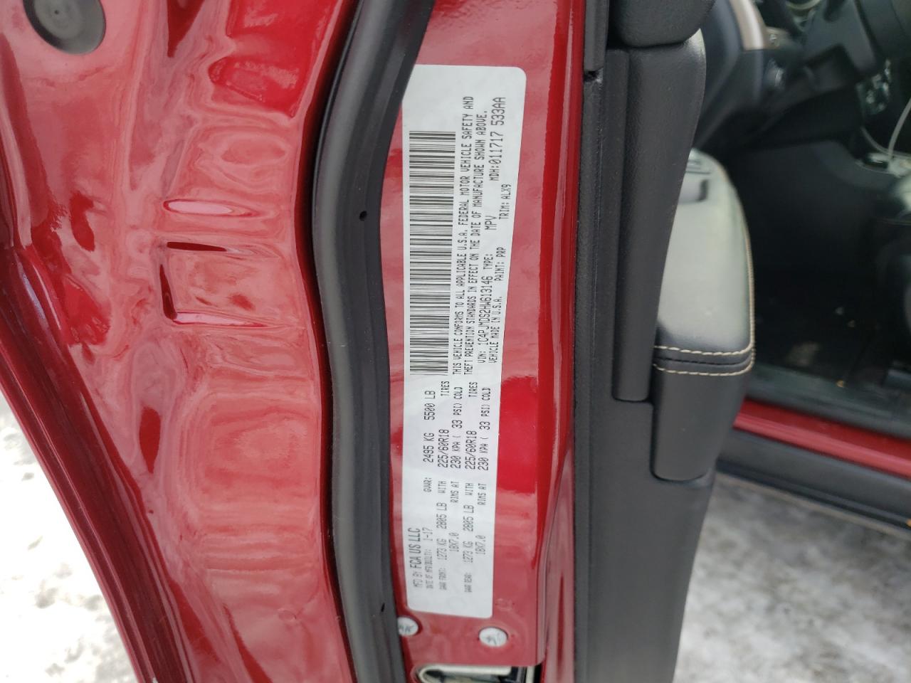 Photo 10 from auction – 2017 JEEP CHEROKEE L with VIN 1C4PJMDS2HW613146