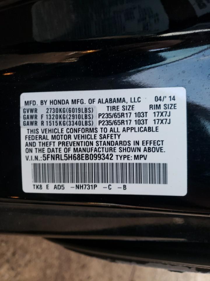 Photo 10 from auction – 2014 HONDA ODYSSEY EX with VIN 5FNRL5H68EB099342