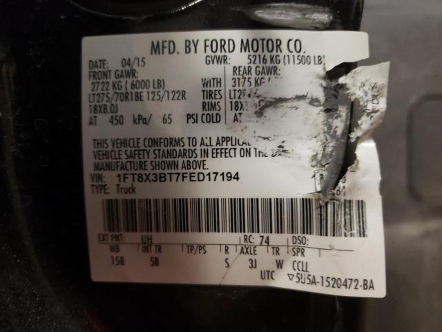 Photo 10 from auction – 2015 FORD F350 SUPER with VIN 1FT8X3BT7FED17194