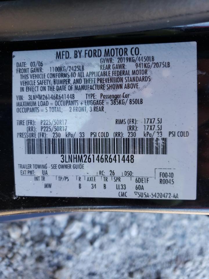 Photo 10 from auction – 2006 LINCOLN ZEPHYR with VIN 3LNHM26146R641448