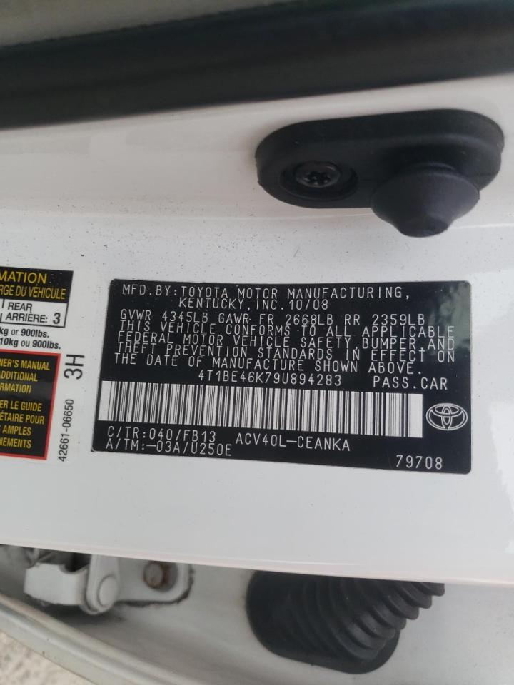 Photo 10 from auction – 2009 TOYOTA CAMRY BASE with VIN 4T1BE46K79U894283