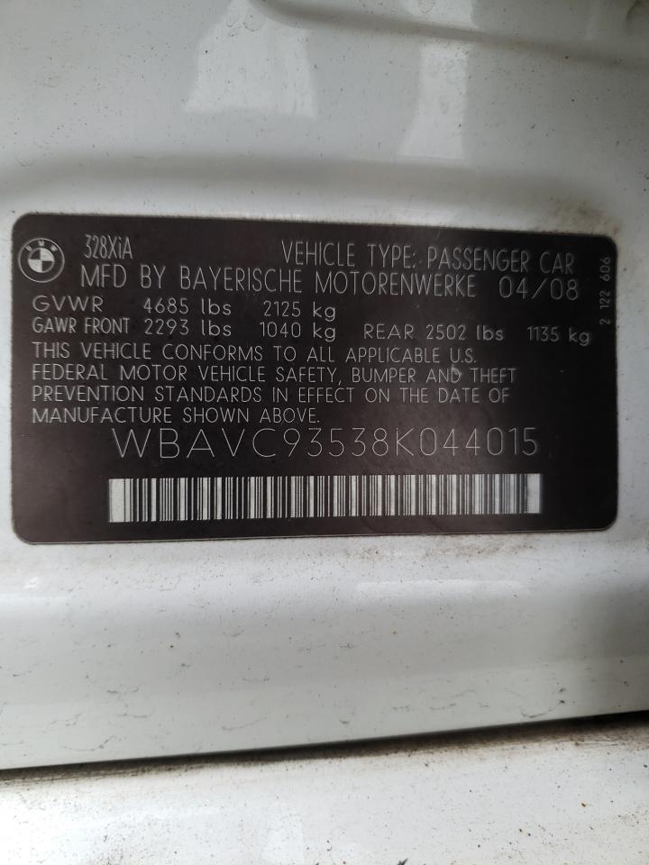 Photo 10 from auction – 2008 BMW 328 XI with VIN WBAVC93538K044015