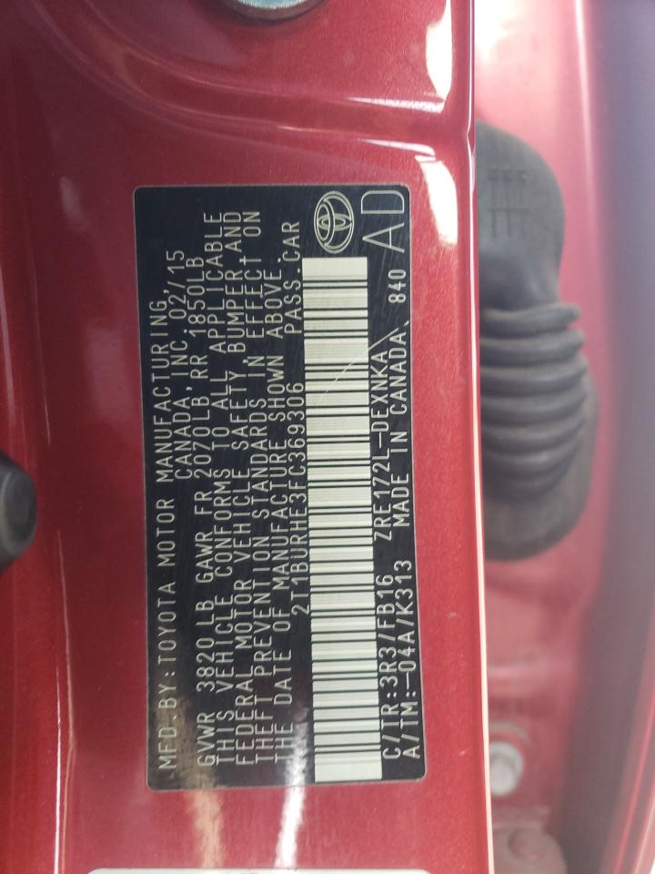 Photo 10 from auction – 2015 TOYOTA COROLLA L with VIN 2T1BURHE3FC369306