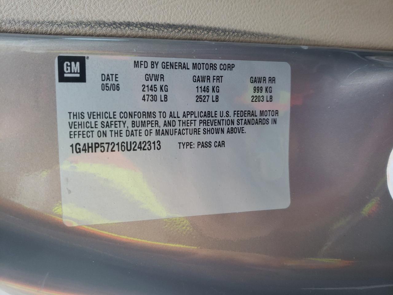 Photo 10 from auction – 2006 BUICK LUCERNE CX with VIN 1G4HP57216U242313
