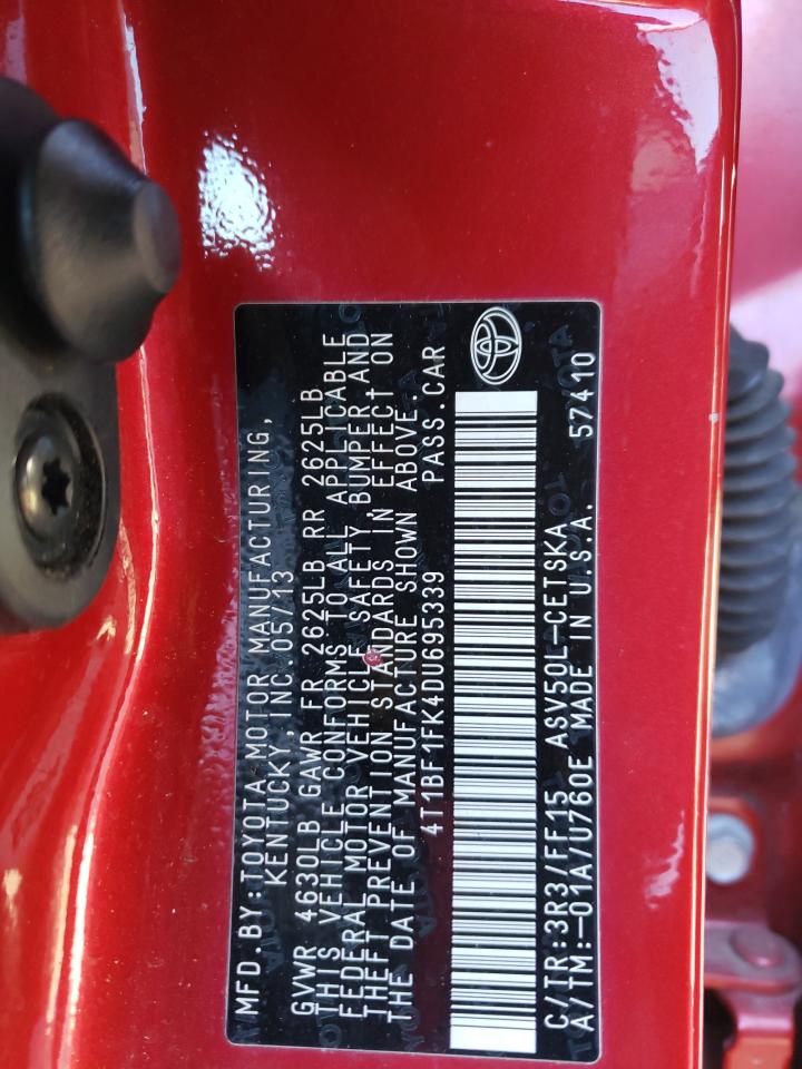 Photo 10 from auction – 2013 TOYOTA CAMRY L with VIN 4T1BF1FK4DU695339