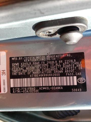 Photo 10 from auction – 2009 TOYOTA CAMRY BASE with VIN 4T1BE46K89U842600
