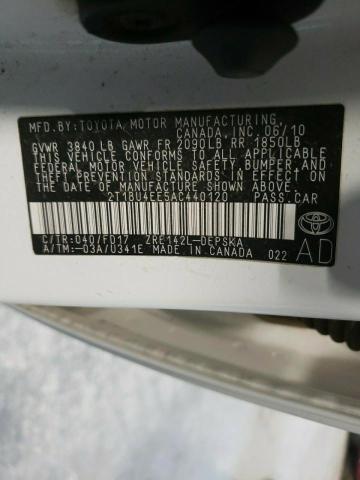 Zdjęcie 10 z aukcji – 2010 TOYOTA COROLLA BA z VIN 2T1BU4EE5AC440120