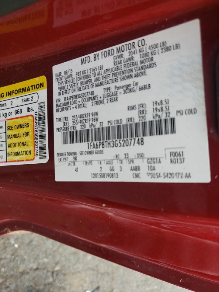 Foto 10 de la subasta – 2016 FORD MUSTANG con VIN 1FA6P8TH3G5207748