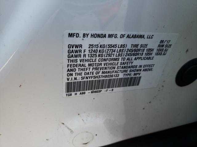 Photo 10 from auction – 2017 HONDA PILOT EX with VIN 5FNYF5H37HB036133