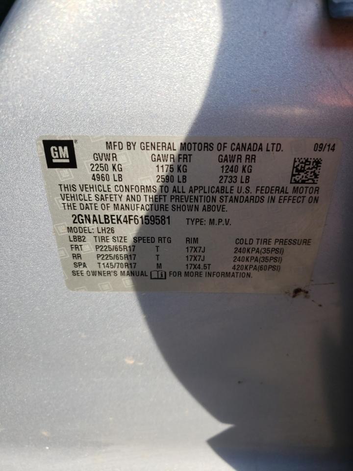 Photo 10 from auction – 2015 CHEVROLET EQUINOX LT with VIN 2GNALBEK4F6159581