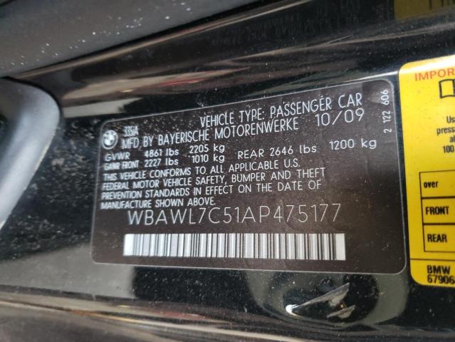 Photo 10 from auction – 2010 BMW 335I with VIN WBAWL7C51AP475177