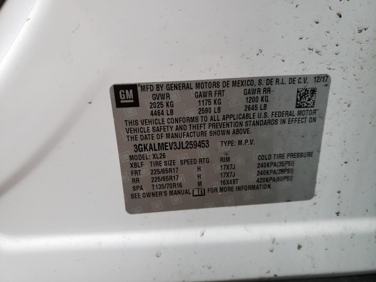 Photo 10 from auction – 2018 GMC TERRAIN SL with VIN 3GKALMEV3JL259453