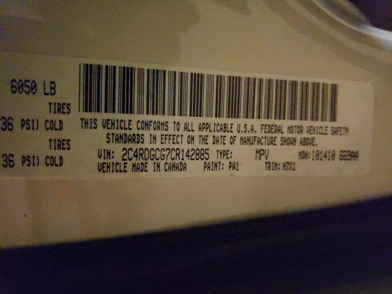 Photo 10 from auction – 2012 DODGE GRAND CARA with VIN 2C4RDGCG7CR142885