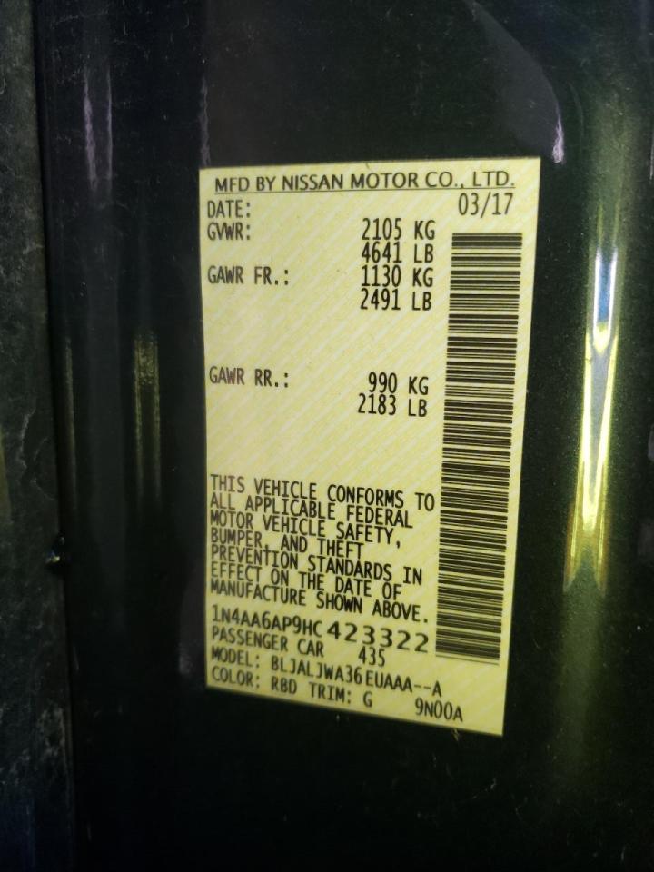 Photo 10 from auction – 2017 NISSAN MAXIMA 3.5 with VIN 1N4AA6AP9HC423322