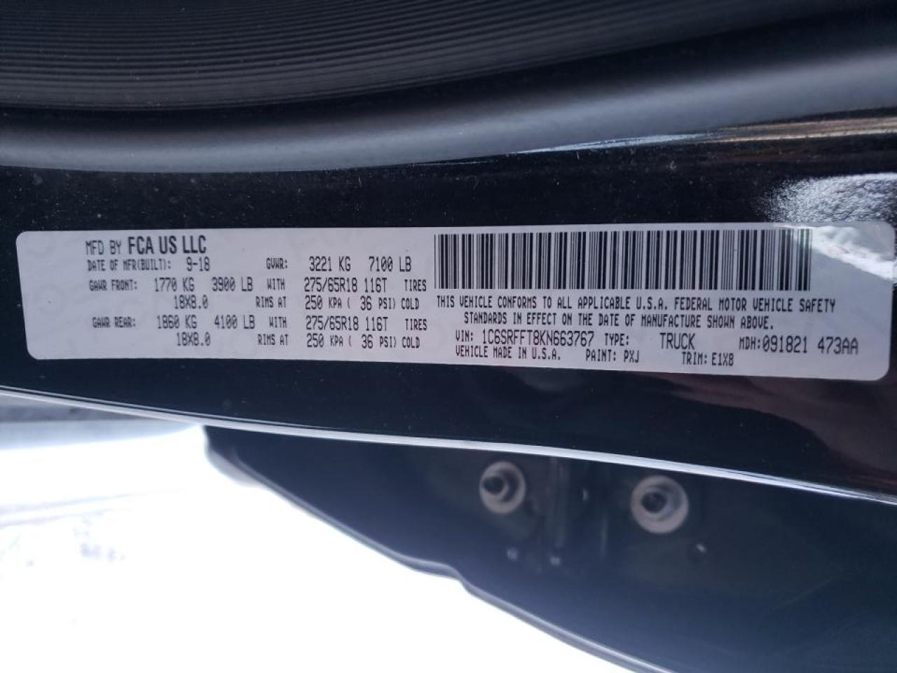 Photo 10 from auction – 2019 RAM 1500 BIG H with VIN 1C6SRFFT8KN663767
