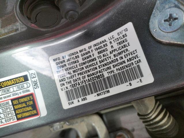 Photo 10 from auction – 2010 HONDA CIVIC LX with VIN 19XFA1F51AE029855