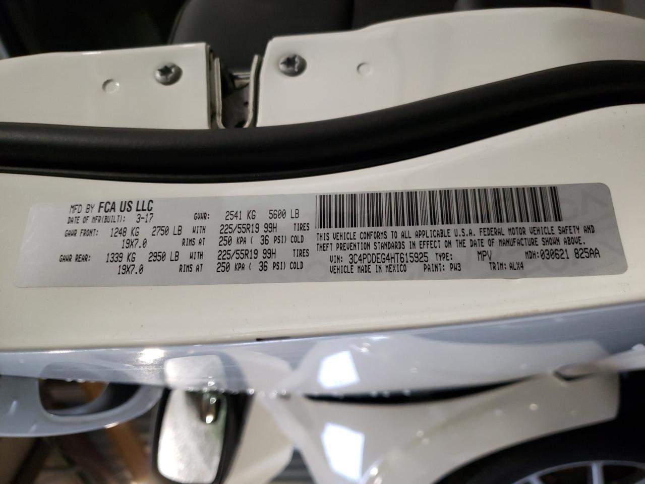 Photo 10 from auction – 2017 DODGE JOURNEY GT with VIN 3C4PDDEG4HT615925