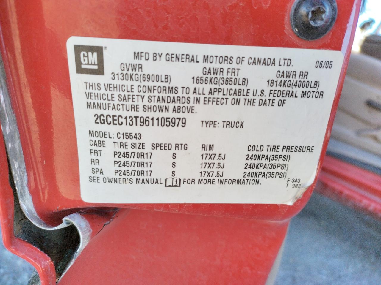 Photo 10 from auction – 2006 CHEVROLET SILVERADO with VIN 2GCEC13T961105979