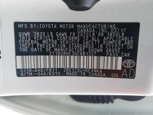 Photo 10 from auction – 2017 TOYOTA COROLLA L with VIN 2T1BURHE3HC881327