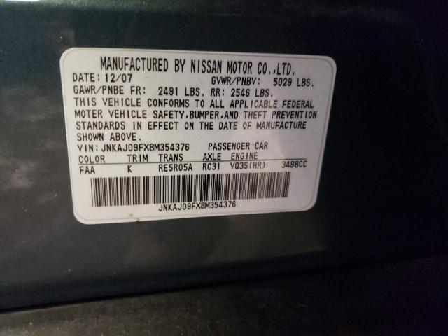 Photo 10 from auction – 2008 INFINITI EX35 BASE with VIN JNKAJ09FX8M354376