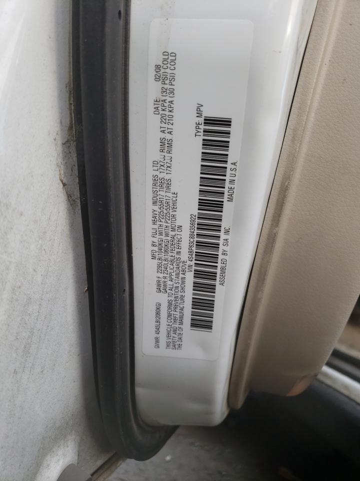 Photo 10 from auction – 2008 SUBARU OUTBACK 2. with VIN 4S4BP63C884356922