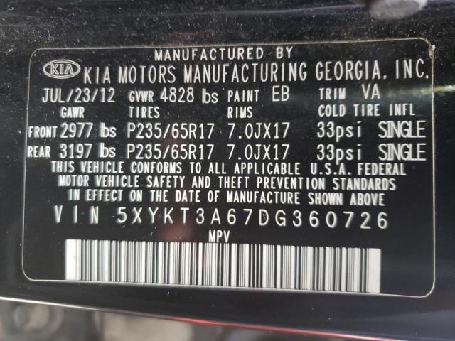 Photo 10 from auction – 2013 KIA SORENTO LX with VIN 5XYKT3A67DG360726