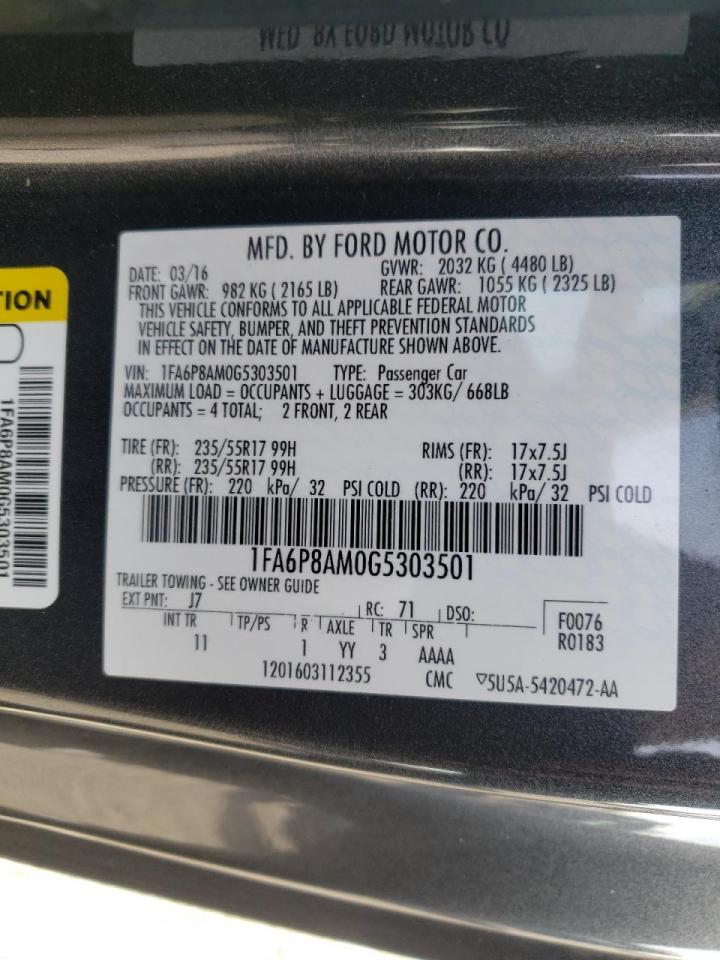 Photo 10 from auction – 2016 FORD MUSTANG with VIN 1FA6P8AM0G5303501