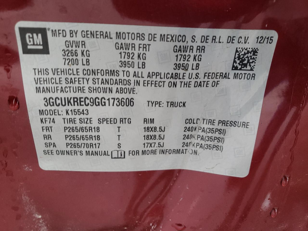 Photo 10 from auction – 2016 CHEVROLET SILVERADO with VIN 3GCUKREC9GG173606